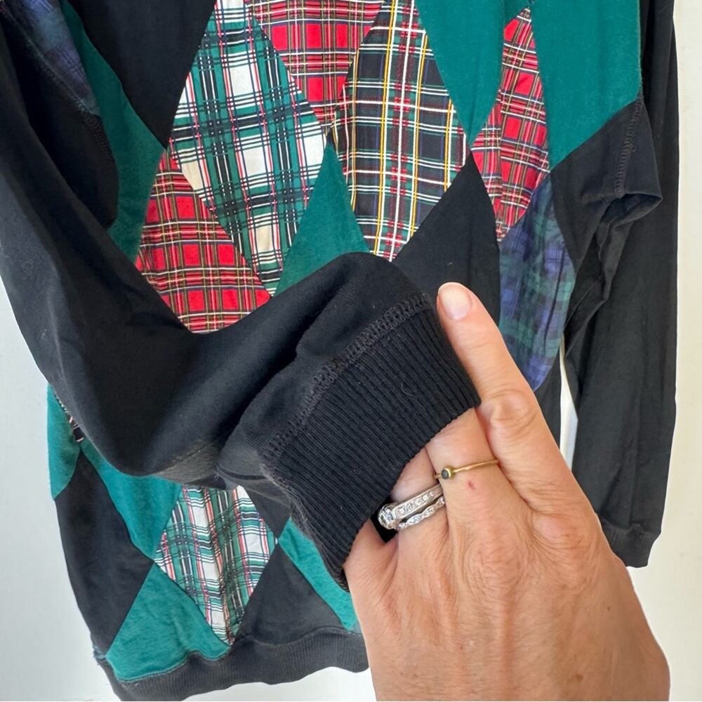 Carole Little Vintage 90s Christmas Holiday Plaid Patchwork Tunic Top S - Picture 4 of 6